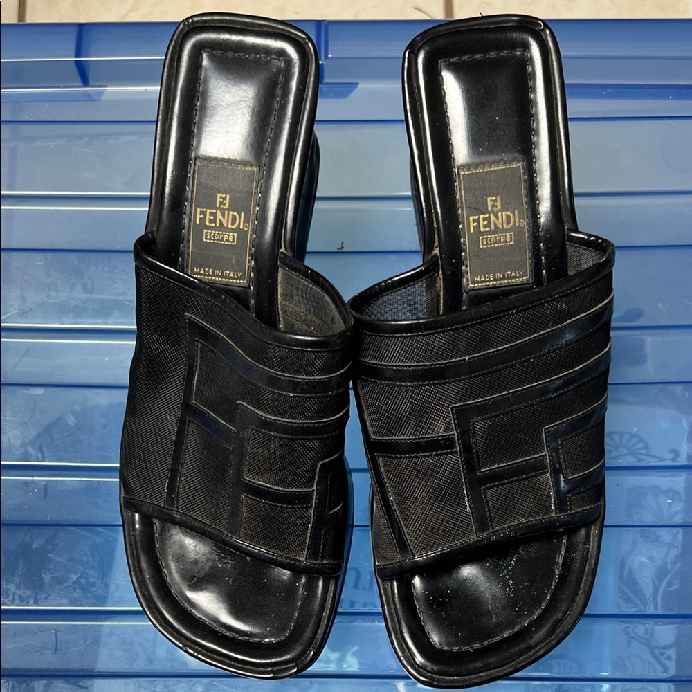 Fendi Women's Black Slide Sandals